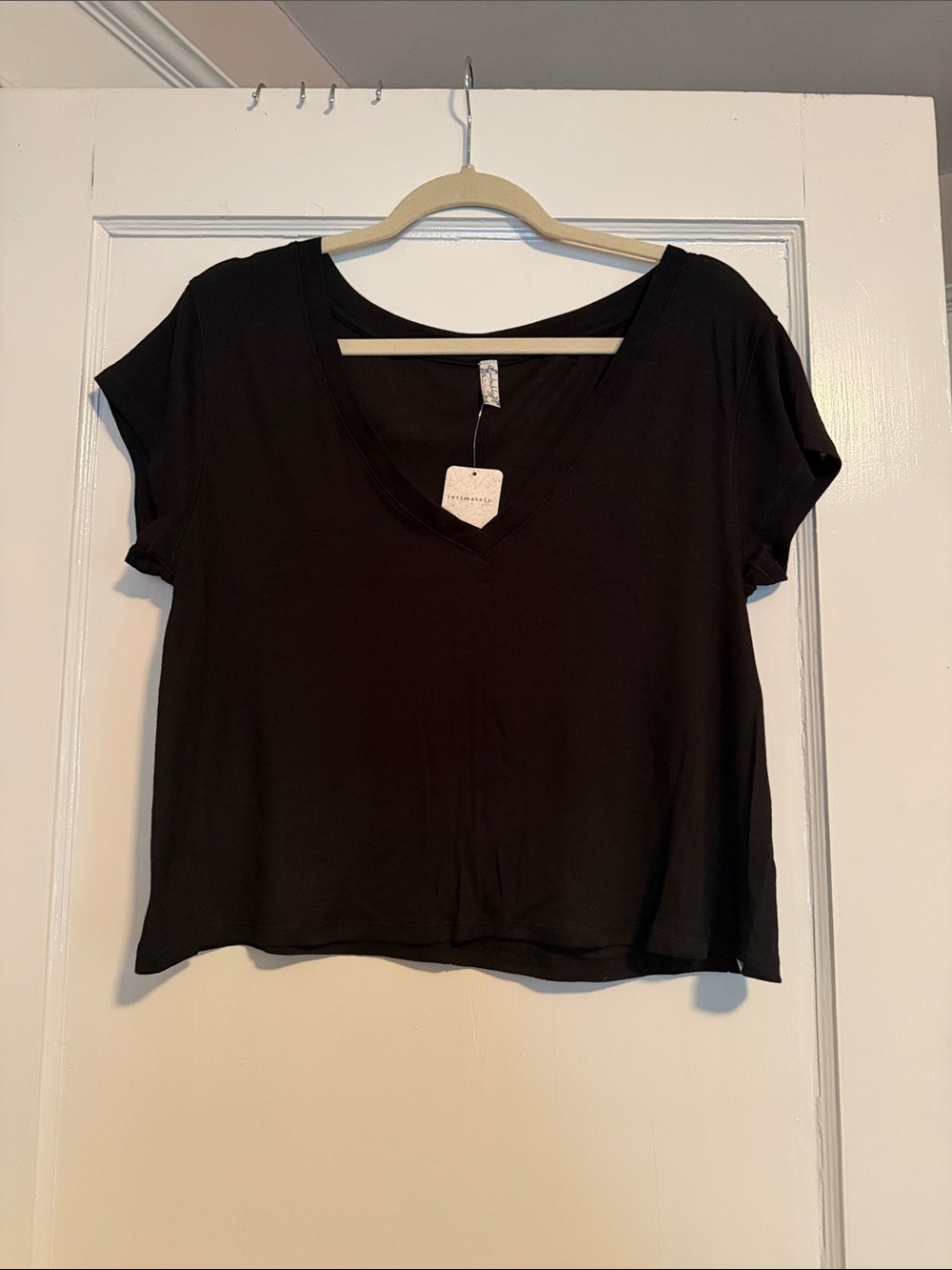 Free People Everyday V-Neck Tee - Black NWT